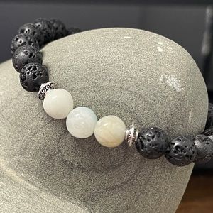Amazonite and lava stone bracelet